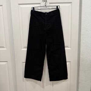 We the free people Wide Leg Cropped Pants 29 Black Casual High Rise Comfortable‎